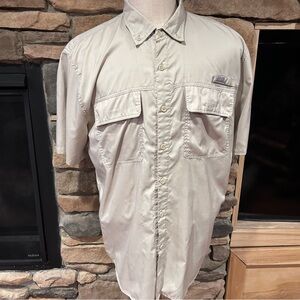 Men's Beige ocean coast, short Sleeve Shirt men’s size XL‎
